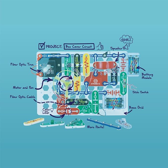 Snap Circuits LIGHT Electronics Exploration Kit | Over 175 Exciting STEM Projects | Full Color Project Manual | 55+ Snap Circuits Parts | STEM Educational Toys for Kids 8+,Multi