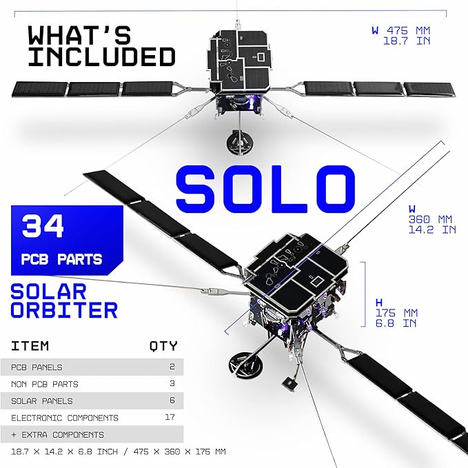 Space O DIY Engineering Kit - Solar Orbiter Model Building Kit - Solar-Powered Science Toy Kits - Educational STEM Kit, Electrical Engineering Kit - DIY Toy Gift for Adults, Teens, Kids 14+