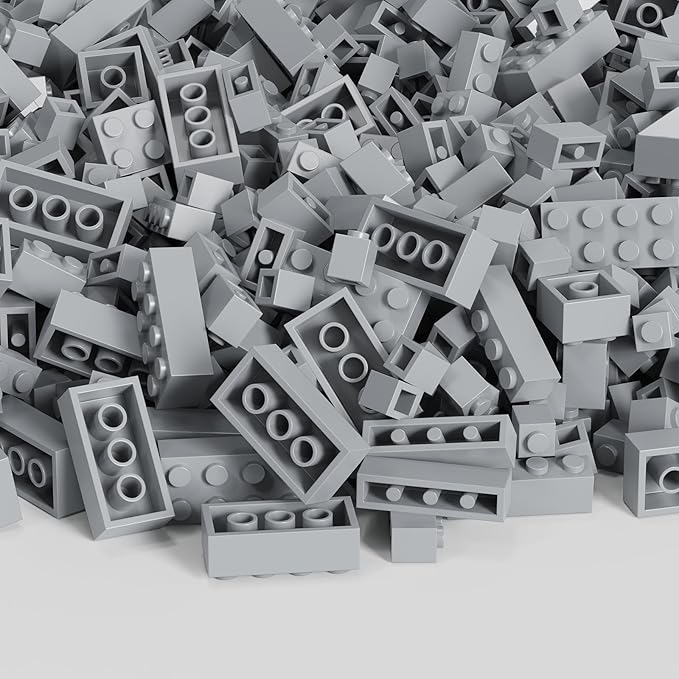 300 Pcs Classic Building Bricks, Light Gray Bulk Bricks,Compatible with Major Brands Parts and Pieces, Creative Building Block Toys for Boys Girls Ages 6 7 8 9 10 Year Old