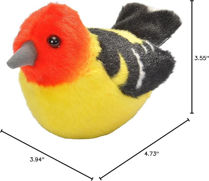 Wild Republic Audubon Birds Western Tanager Plush with Authentic Bird Sound, Stuffed Animal, Bird Toys for Kids and Birders