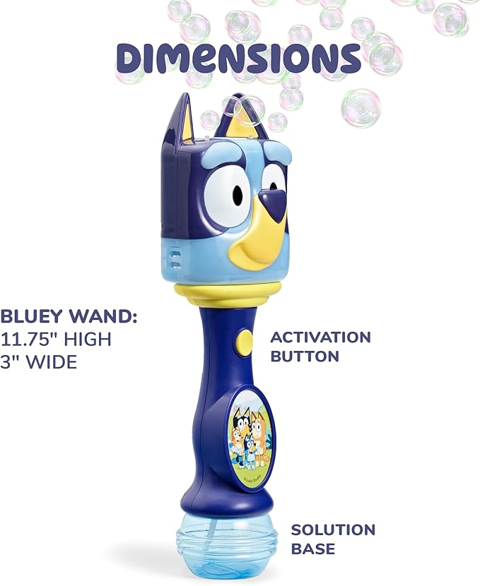 Little Kids BLUEY Light and Sound Musical Bubble Wand, Includes Bubble Solution