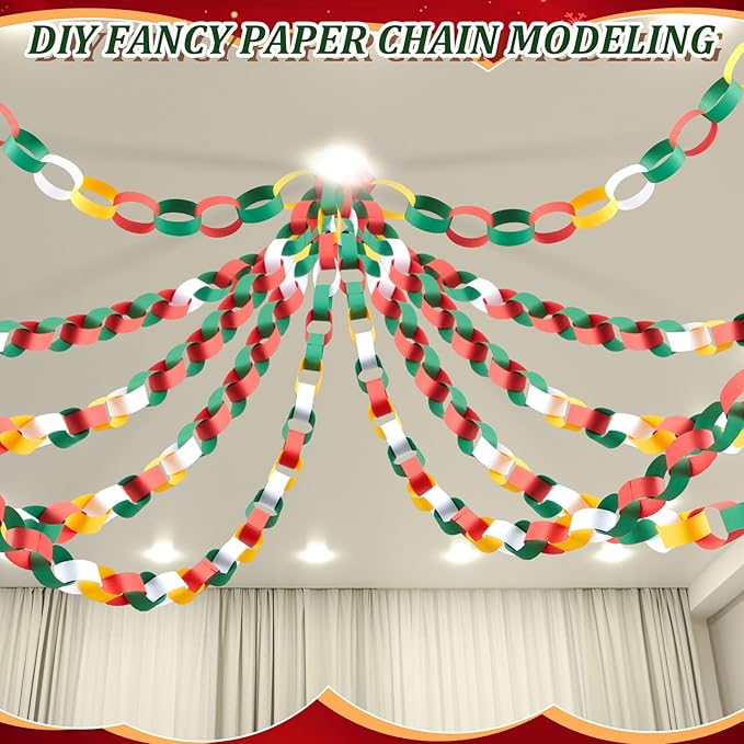 Lincia 600 Sheet Paper Chain Garland Strips 1x8 Inch with Double Sided Tape, DIY Construction Paper Chains for Birthday Wedding Holiday Party Decorations, Crafts Supplies (Primary Colors)
