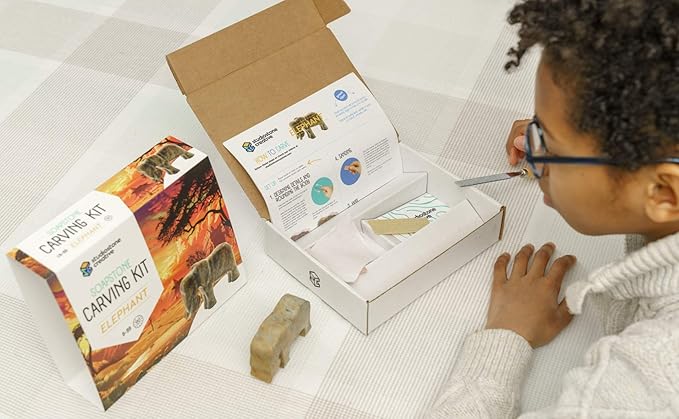STUDIOSTONE CREATIVE DIY Arts & Crafts Carving Kit Kids Adults Lion Sculpture Soapstone