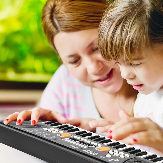 Raimy Piano Keyboard for Beginners, 61 Keys Portable Electronic Digital Piano with Microphone, Learning Educational Music Keyboard Piano for Kids Gifts Toys for Boys Girls Toddlers (Black)