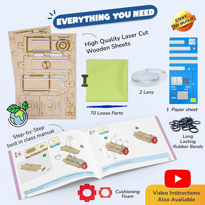 Smartivity Telescope STEM Toy for Kids Ages 8-14 Years | Measure Height & Distance | Cool Birthday Gifts Ideas for Boys & Girls | DIY Science Kit for 8,9,10,11,12,13,14 I Wooden Engineering Game