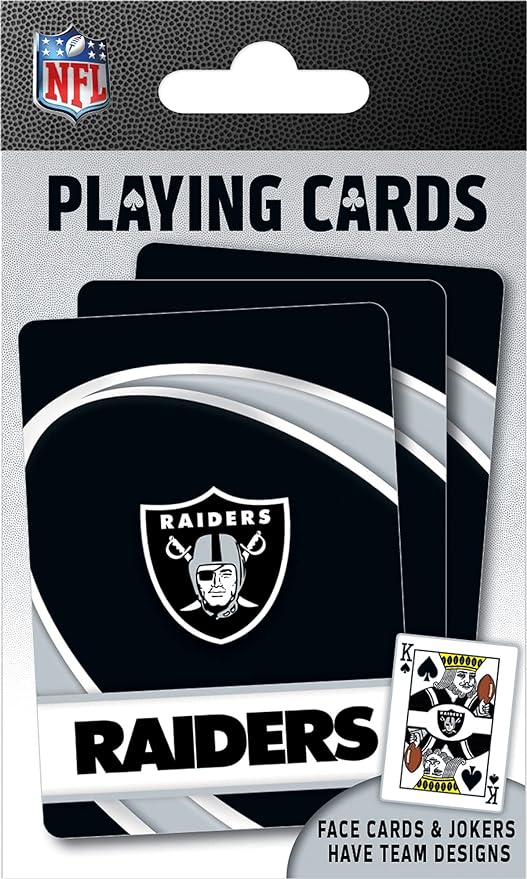 MasterPieces - NFL Playing Cards, Officially Licensed Las Vegas Raiders Football Deck, Family Games for Adults and Kids, Standard Index