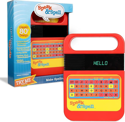 Speak & Spell Electronic Game - Educational Learning Toy, Spelling Games, 80s Retro Handheld Arcade, Autism Toys, Activity for Boys, Girls, Toddler, Ages 7+