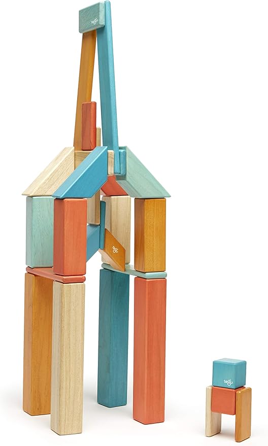 42 Piece Tegu Magnetic Wooden Block Set, Sunset, 1-99 years old