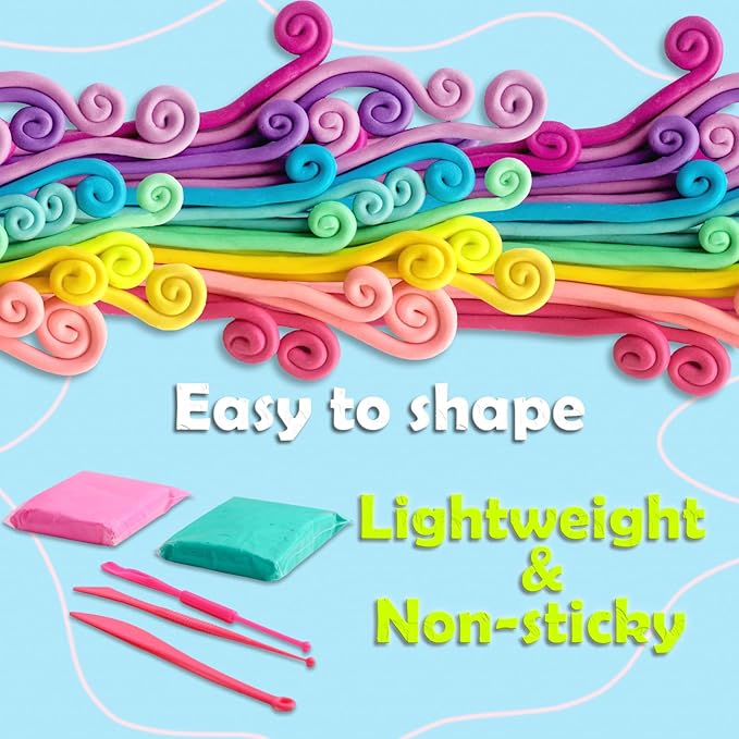 Air Dry Clay Kit 36 Colors,Modeling Clay with 3 Sculpting Tools,Air Dry Ultra Light Clay,DIY Molding Magic Foam Clay Gift for Kids Girls Boys Art Crafts Christmas Birthday Gifts(36 Colors)