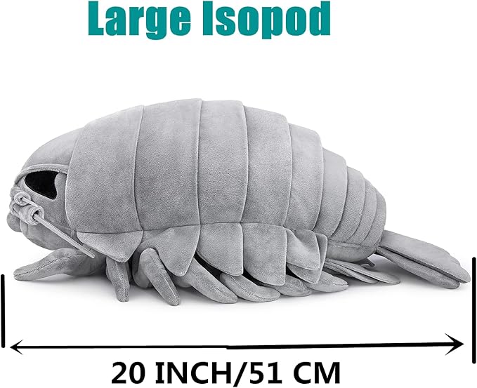 ZHONGXIN MADE Large Isopod Plush - Lifelike 20” Isopod Weigted Stuffed Animal, Realistic Bathynomus Giganteus Arthropod Insect Plushie, Soft Crustaceans Animals Toys Model Dolls Gifts for Kids
