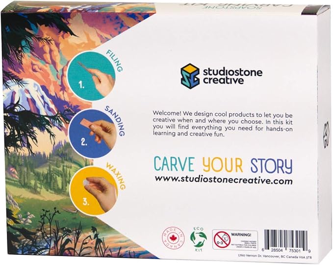 STUDIOSTONE CREATIVE DIY Arts & Crafts Carving Kit Kids Adults Bear Sculpture Soapstone