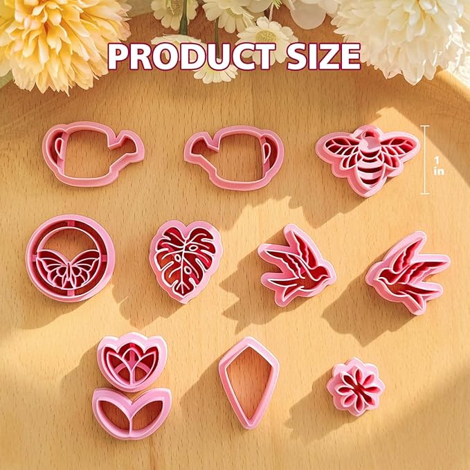 KEOKER Spring Polymer Clay Cutters - 11 Cutters for Polymer Clay Earrings, Flower Clay Earring Cutters