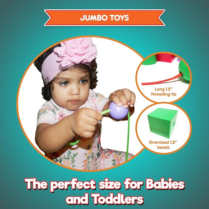 Jumbo Lacing Beads for Kids - Montessori Toddler Games and Educational Toys - Rainbow Matching Game and Stringing Bead Set with Toy Storage and Learning Activities eBook