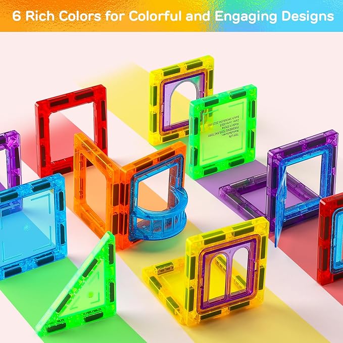 TOY Life Magnetic Tiles for Toddlers 3-5 Magnetic Blocks for Kids Ages 4-8 STEM Magnet Blocks Magnet Tiles Magnet Toys Kids Magnetic Building Tiles Building Blocks Kids Games for Boy Girl
