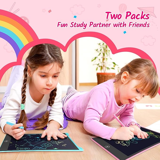 TECJOE 10 Inch 2 Pack LCD Writing Tablet, Colorful Doodle Board Drawing Tablet for Kids, No Mess Toddler Travel Learning Toys, Christmas Birthday Gifts for 3 4 5 6 7 8 Year Old Boys Girls Preschooler
