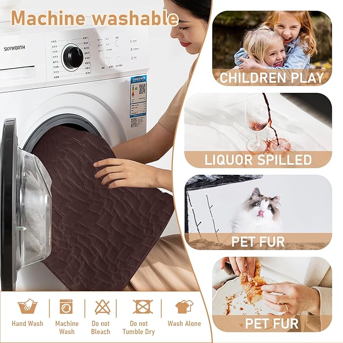 Recliner Covers That Stay in Place, 100% Waterproof Non-Slip Recliner Chair Covers with Pocket, Elastic Straps, Washable Reclining Chair Protector for Kids, Pets, Dog, Cat,Dark Coffee,28IN