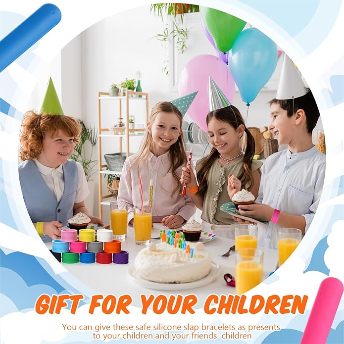 Silicone Rubbber Slap Bracelets Plain Slap Bracelets Wrist Soft and Safe Slap Bands Wrap Band for School Party Favors DIY Painting Wristband Craft