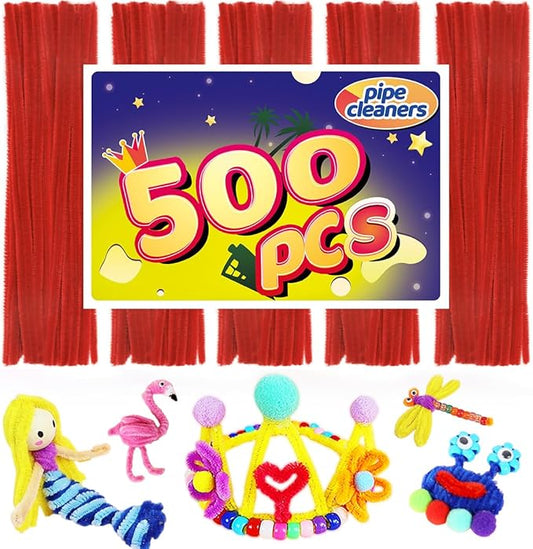 Pipe Cleaners, Pipe Cleaners Craft, Arts and Crafts, Crafts, Craft Supplies, Art Supplies (500 Red Pipe Cleaners)…