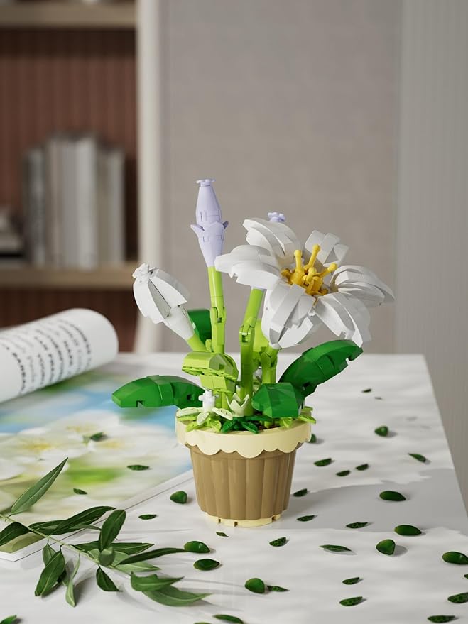 Lily Mini Flower Potted Bonsai Building Toy Blocks Particle Flower Botanical