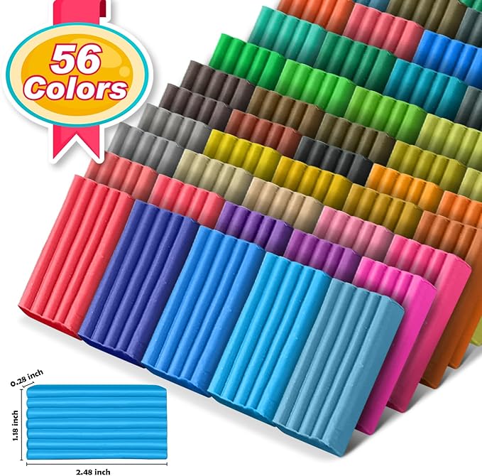 ESSENSON Polymer Clay Kit, 56 Colors Modeling Clay, DIY Oven Bake Molding Clay for Kids with Sculpting Clay Tools and Accessories, Art Craft Gift for Kids
