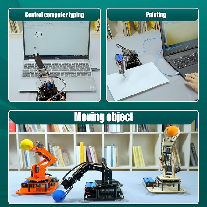 Adeept 5DOF Robotic Arm Kit Compatible with Arduino IDE, Programmable DIY Coding STEM Educational 5 Axis Build Robot Arm, Robot Starter Kit with OLED Display Processing Code and Tutorials - Orange