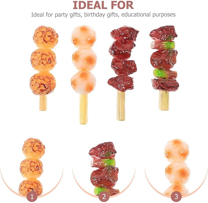 Toddmomy Kids Grill 4Pcs Artificial Barbecue Fake Food Realistic Food Kids Outdoor Kitchen Barbecue Model Decoration Display Props Play Kitchen Accessories for Kids Toddler Toddler