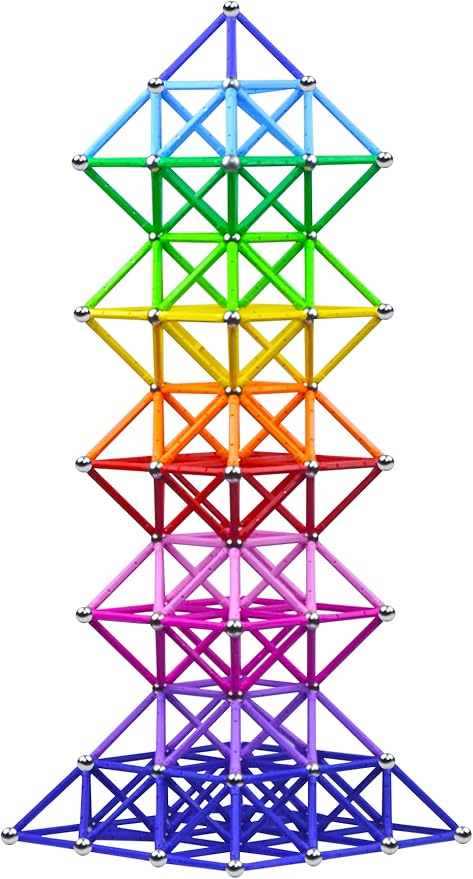 Veatree 206 Pieces Magnetic Building Sticks Blocks Toys, Magnet Educational Toys STEM Toys for Kids and Adult, 3D Non-Toxic Building Toy with Storage Bag