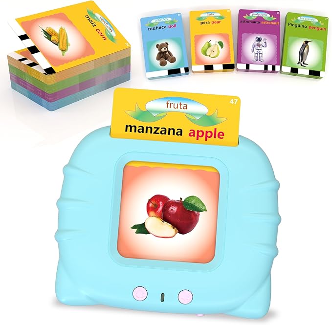 Spanish Learning Flash Cards for Toddlers 2-4 Years Bilingual Spanish English, Speech Therapy Toys, Preschool Educational Learning Talking Sight Words Flash Cards for Boys, 224 Sight Words
