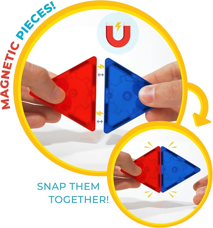 Official Disney Junior Mickey Train Magnetic Tile Set – 41-Piece STEM Building Kit with Wheeled Base Cars, Reusable Stickers & Learning Workbook – Educational Toy for Kids Ages 3+