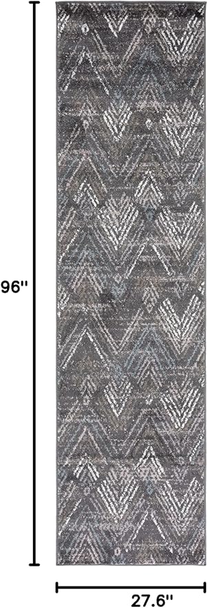 SAFAVIEH Amsterdam Collection Runner Rug - 2'3" x 8', Dark Grey & Grey, Modern Design, Non-Shedding & Easy Care, Ideal for High Traffic Areas in Living Room, Bedroom (AMS110F)