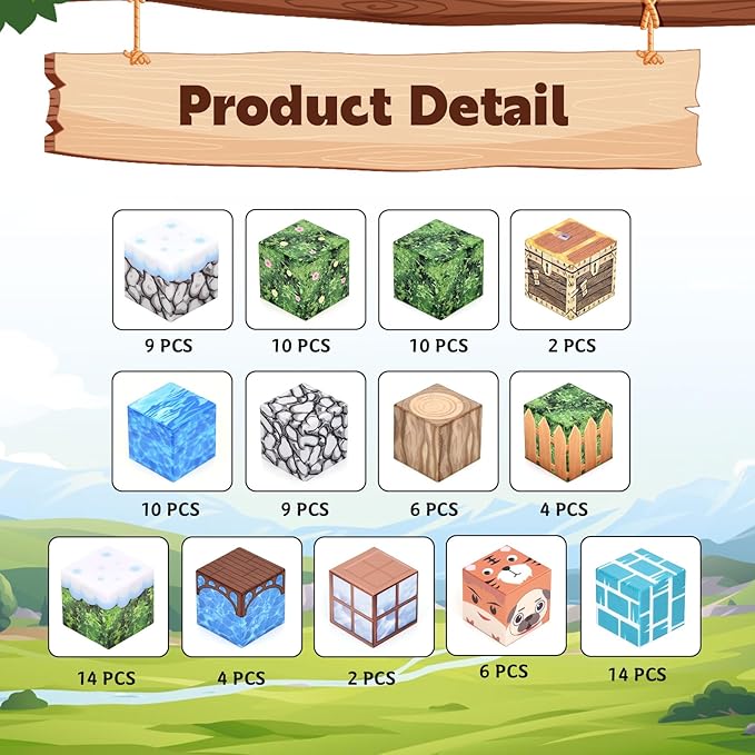 100 PCS Magnetic Blocks, STEM Montessori Sensory Toys for Toddlers Kids, Construction Building Toy Christmas Birthday Gifts for Boys Girls Aged 3-5 6-8 8-12