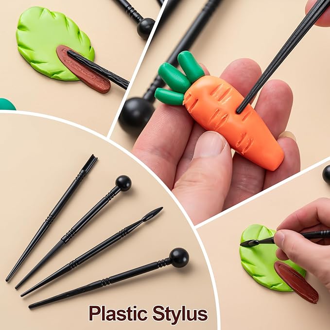 Amrules Clay Tools Kit, 27 PCS Red Pottery Tools, Practical Polymer Clay Sculpting Tools Kit, Air Dry Clay Tools Set for Adults, Pottery Craft, Dotting, Carving, Drawing, Molding, Modeling, Shaping