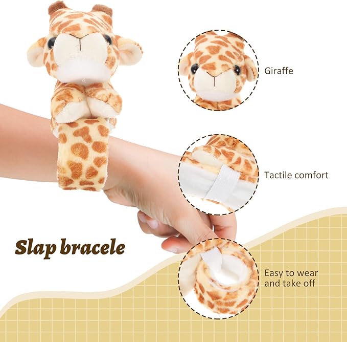 Toddmomy Jungle Party Favors Plush Animal Wristband Stuffed Animals Slap Bracelet Plush Animal Slap Bracelets Animal Wrist Slap Bracelet for Kids Birthday Party Costume Props Baby Stuffed Animals