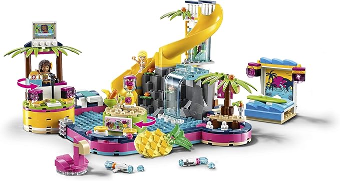LEGO Friends Andrea's Pool Party 41374 Toy Pool Building Set with Andrea and Stephanie Mini Dolls for Pretend Play, Includes Toy Juice Bar and Wave Machine (468 Pieces)