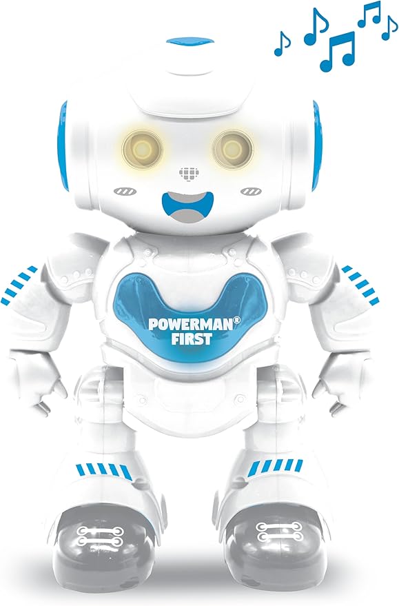 LEXIBOOK ROB16 Powerman, First Smart Interactive Learning Robot Toy for Kids Dancing Plays Music Boy Girl, White/Blue
