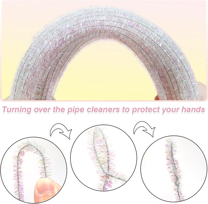 TOAOB 100pcs Christmas Glitter Pipe Cleaners Colorful Metallic Pipe Cleaners Craft Supplies 6mm x 12 Inch Chenille Stems Pipe Cleaners for Art DIY Crafts Decorations