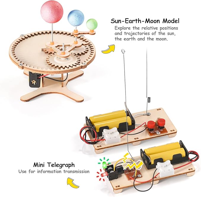 STEM Science Kits for Kids Ages 8-12 5-7, STEM Kits for Kids Ages 8-10, Wood Building Crafts Kits for Boys 6-8, STEM Engineering Toys for Boys 8 10 12 14 Years Old, Science Experiment Projects 9-12