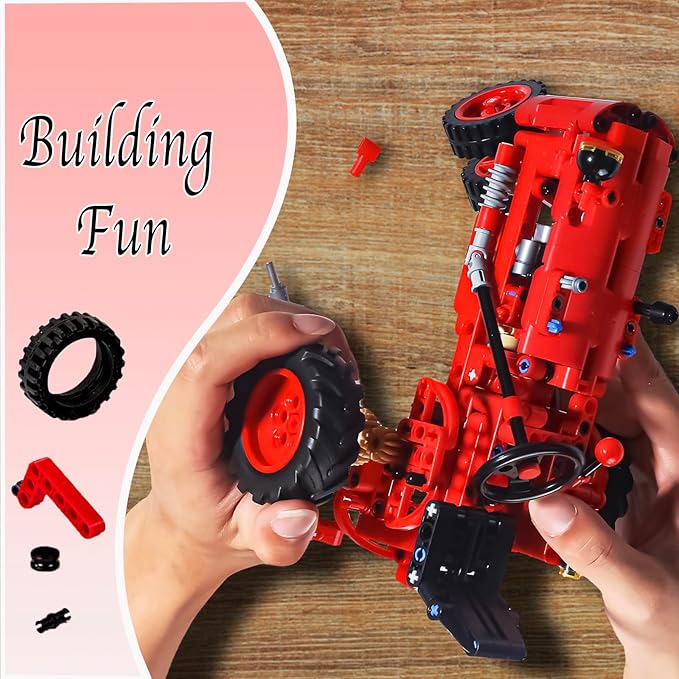 TOMAZON 302Pcs Building Blocks Toy Set Classic Farm Tractor Models for Kids, Construction Engineering Kit for Boys & Girls Ages 8-12 Years Old (Farm Tractor)