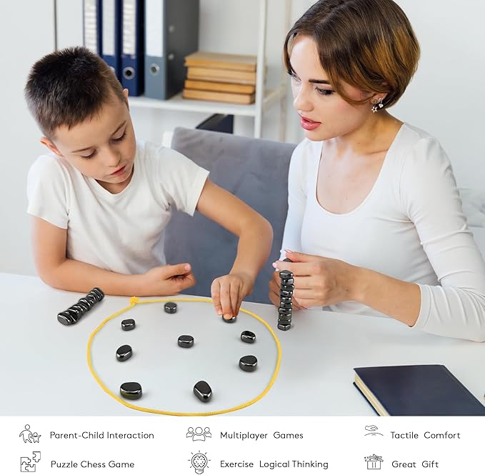 Magnetic Chess Game with Stones, Magnet Game, Puzzle Strategy Family Games, Party Travel Desktop Educational Games for Kids and Adults, Gifts for All Age, Valentine's Day, Easter Gifts