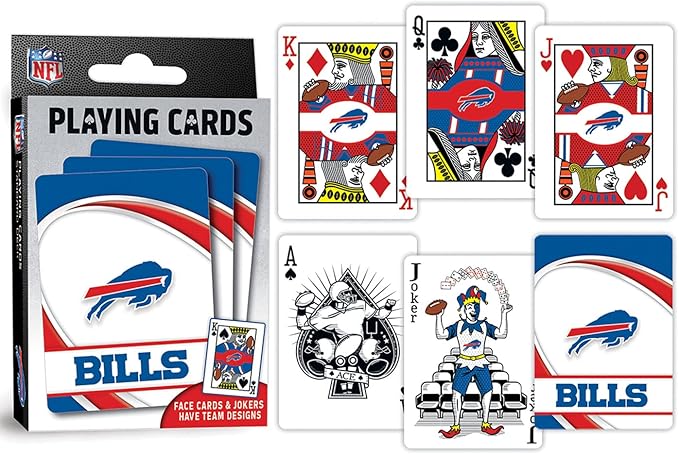 MasterPieces - NFL Playing Cards, Officially Licensed Buffalo Bills Football Deck, Family Games for Adults and Kids, Standard Index