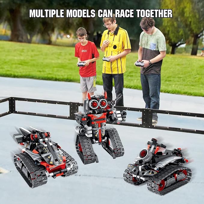 Remote Control Robot Building Kit for Boys 6-12, 3-in-1 STEM Remote & APP Controlled Coding Gear Robot/Tank/RC Car, 419 Pcs Science Learning Educational Building Blocks Toy Set Gift for Kids