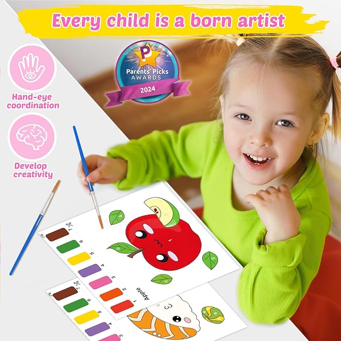 Water Coloring Books for Toddlers - Easter Basket Stuffers Watercolor Paint Book Drawing Art Paper for Kids Mess Free Craft Supplies kit Toy for Age 3 4 5 6 Valentines Birthday Gift(Food)