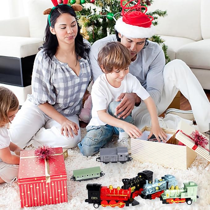 CORPER TOYS 4 Packs (24 Pieces) Pull Back Model Diecast Mini Train Toys Playset for 3 4 5 6 Year Old Boys Girls, Steam Train with Linkable Cars for Birthday Gifts