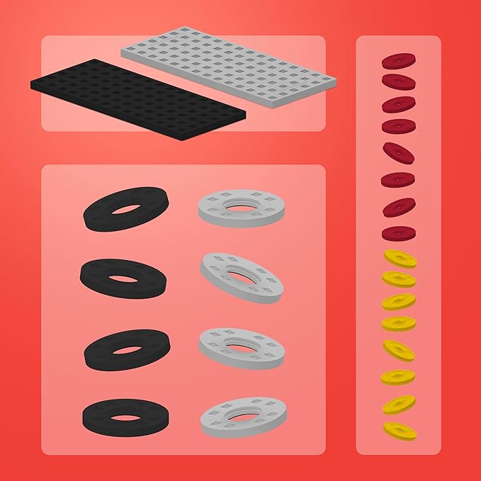 PLUS PLUS Accessory Pack, 2 Baseplates, 8 Wheels, Car Plane Train Building Pieces, Stem Construction Parts for Kids - Gray & Black