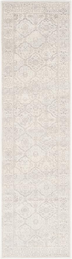 SAFAVIEH Carnegie Collection Runner Rug - 2'3" x 8', Cream & Light Grey, Vintage Distressed Design, Non-Shedding & Easy Care, Ideal for High Traffic Areas in Living Room, Bedroom (CNG691C)