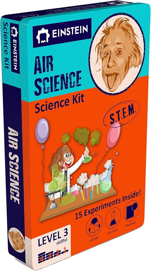 Einstein’s Air Science Kit for Kids. STEM for Boys & Girls Aged 8 and Above. 15 Exciting Experiments Inside. Detailed Picture Guide Included.