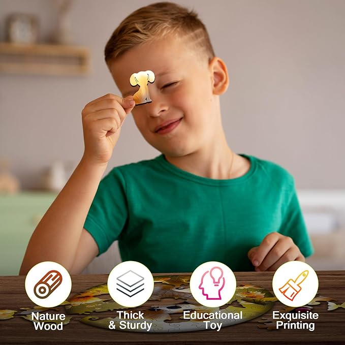 Wooden Jigsaw Puzzles for Kids Ages 4-6, 50 Piece Unique Shape Animal Theme Puzzle - Preschool Learning Educational Toys for Kids 3+, Valentines Day Birthday Easter Gifts for Kids Girls Boys (Puppy)