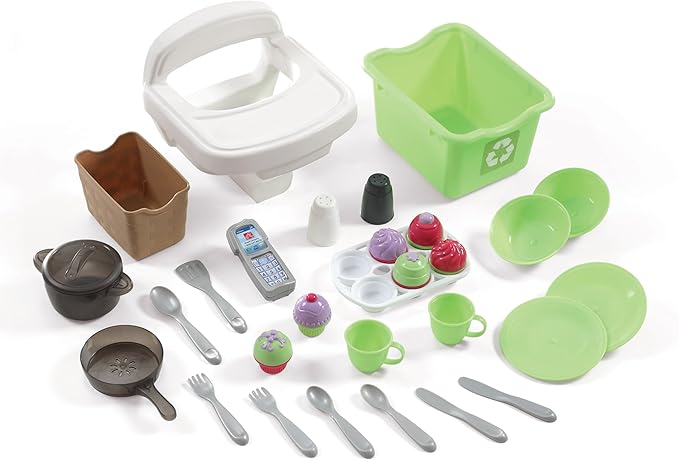 Step2 Little Baker's Kids Kitchen Playset, Indoor/Outdoor Kitchenette, Interactive Play with Lights and Sounds, Made of Durable Plastic, 30 Piece Toy Accessories, Toddlers 2+ Years Old, Purple/Pink