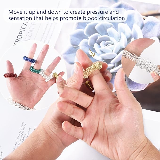 Spiky Sensory Finger Acupressure Rings - ADHD Silent Fidget Toys Pack, Bracelets Finger Set, Stress Relief Rings, Message Anxiety Ring, Quiet Fidget ADHD Tools for Kids Adults Stress Reducer
