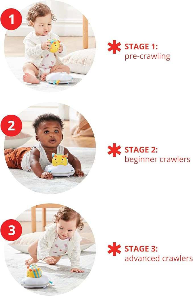 Skip Hop Baby Follow-Me Bee Tummy Time Crawl Toy 3-Stage Infant Sensory Development with Lights Sounds and Music Explore & More Age 5m+